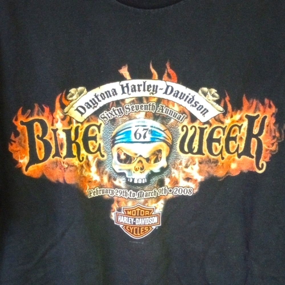 Vintage Harley-Davidson Large Daytona Bike Week 2008 Black Motorcycle Shirt